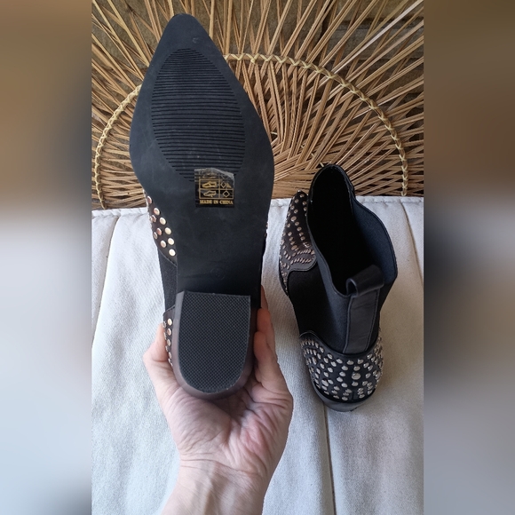 Shu Shop Studded Black Ankle Cowgirl Boots_8 - Picture 6 of 8
